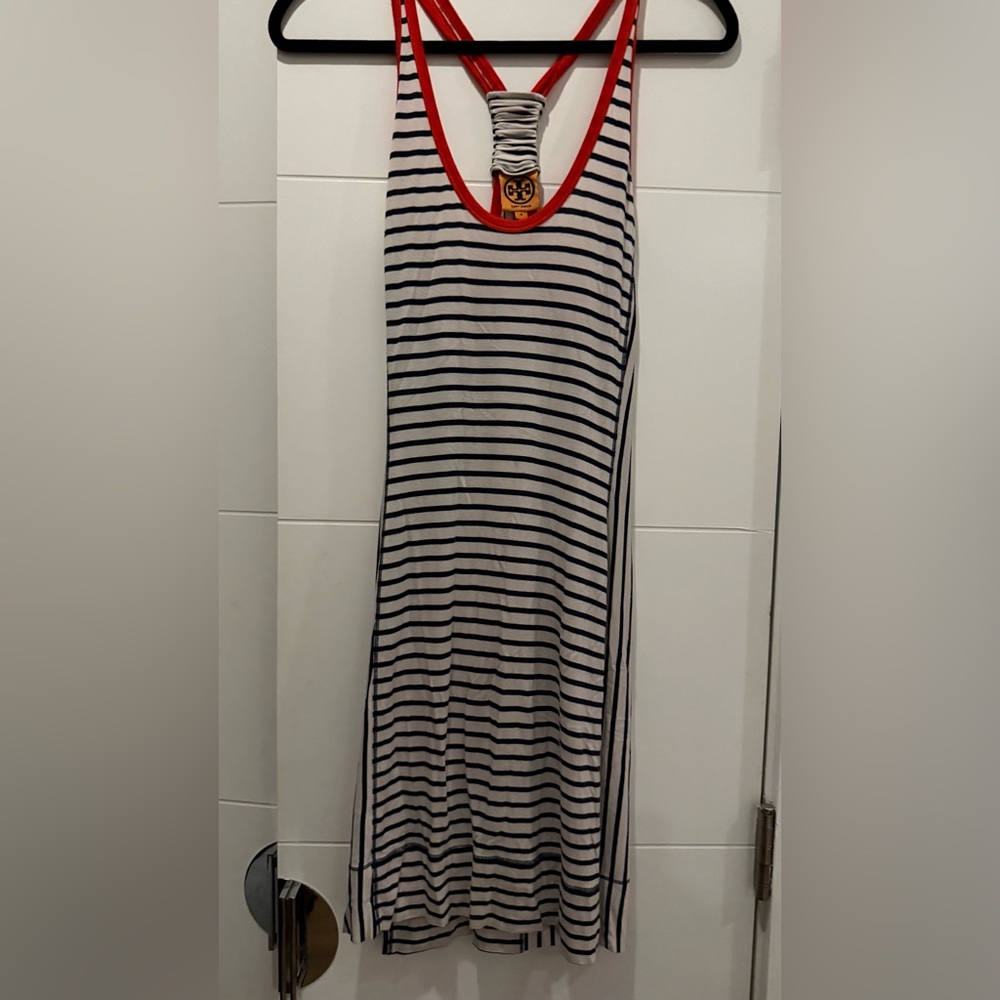 Tory Burch Red and Black Striped Dress Vintage